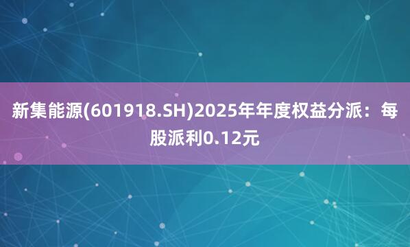 新集能源(601918.SH)2025年年度权益分派：每股派利0.12元