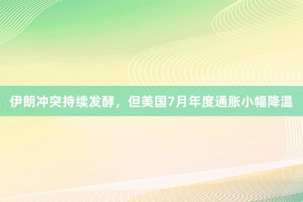 伊朗冲突持续发酵，但美国7月年度通胀小幅降温