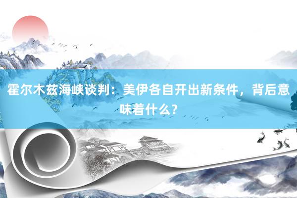 霍尔木兹海峡谈判：美伊各自开出新条件，背后意味着什么？