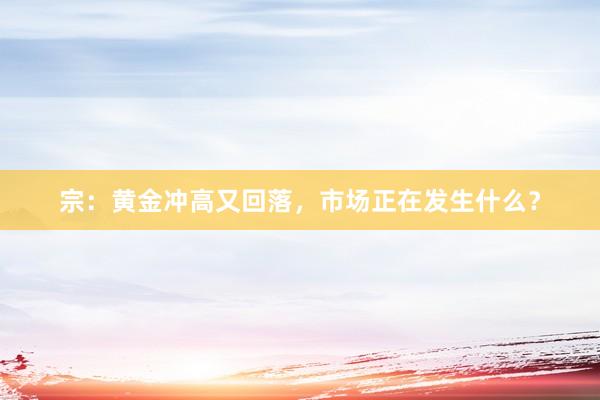 宗：黄金冲高又回落，市场正在发生什么？
