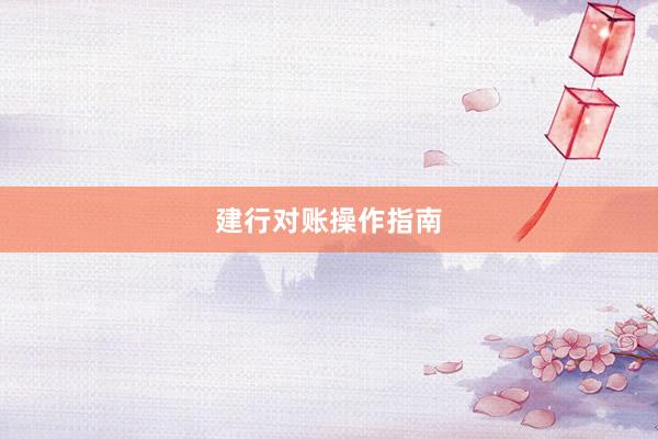 建行对账操作指南
