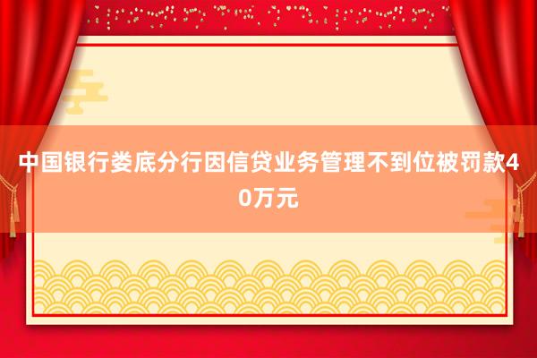 中国银行娄底分行因信贷业务管理不到位被罚款40万元