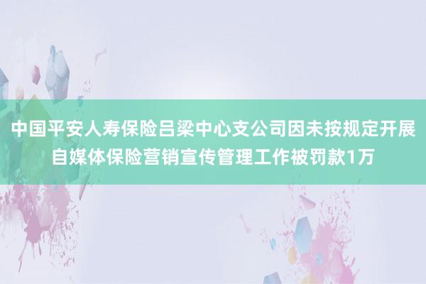 中国平安人寿保险吕梁中心支公司因未按规定开展自媒体保险营销宣传管理工作被罚款1万