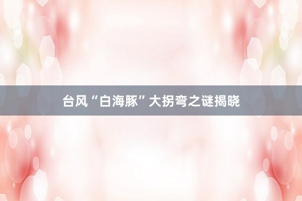 台风“白海豚”大拐弯之谜揭晓