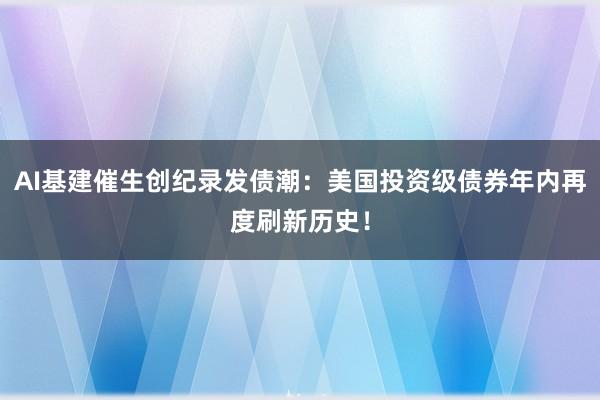 AI基建催生创纪录发债潮：美国投资级债券年内再度刷新历史！