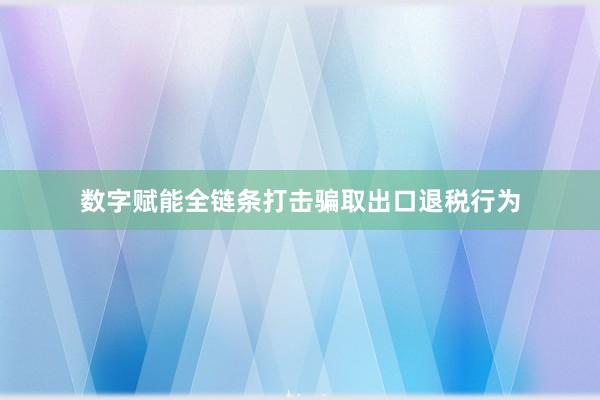 数字赋能全链条打击骗取出口退税行为
