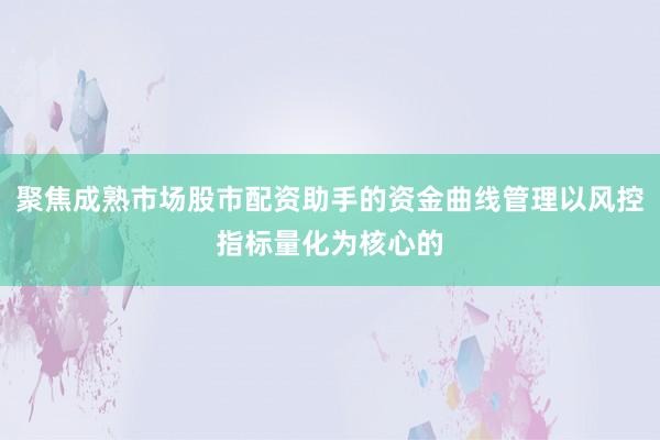 聚焦成熟市场股市配资助手的资金曲线管理以风控指标量化为核心的