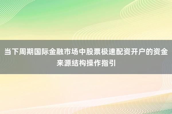 当下周期国际金融市场中股票极速配资开户的资金来源结构操作指引