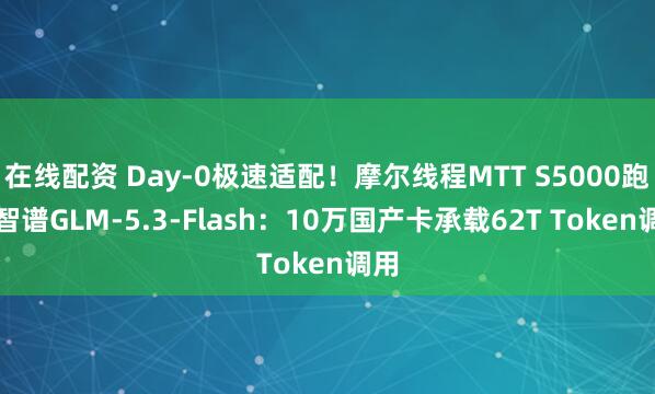 在线配资 Day-0极速适配！摩尔线程MTT S5000跑通智谱GLM-5.3-Flash：10万国产卡承载62T Token调用