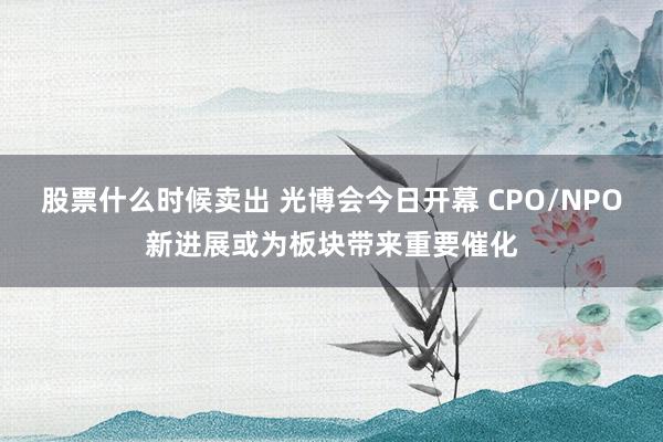 股票什么时候卖出 光博会今日开幕 CPO/NPO新进展或为板块带来重要催化