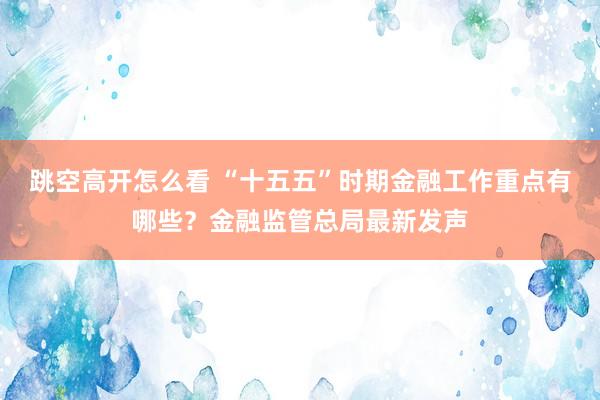 跳空高开怎么看 “十五五”时期金融工作重点有哪些？金融监管总局最新发声