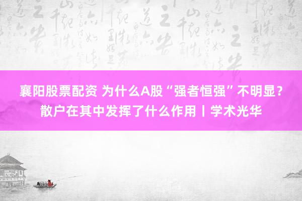 襄阳股票配资 为什么A股“强者恒强”不明显？散户在其中发挥了什么作用丨学术光华