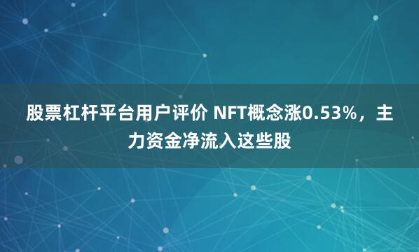 股票杠杆平台用户评价 NFT概念涨0.53%，主力资金净流入这些股