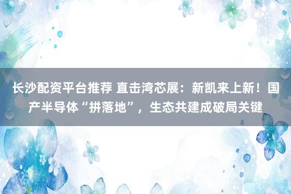 长沙配资平台推荐 直击湾芯展：新凯来上新！国产半导体“拼落地”，生态共建成破局关键