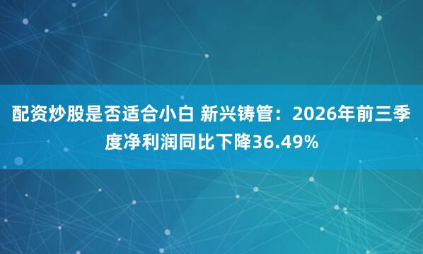 配资炒股是否适合小白 新兴铸管：2026年前三季度净利润同比下降36.49%